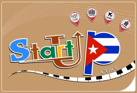 Startup  design made from the flag of Cuba, conceptual vector illustration Stock Illustration