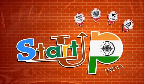 Startup  design made from the flag of India, conceptual vector Stock Illustration