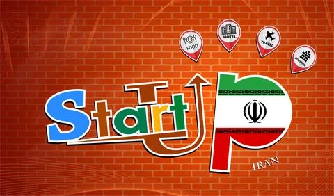 Startup  design made from the flag of Iran, conceptual vector Illustrazione stock