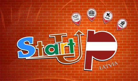 Startup  design made from the flag of Latvia, conceptual vector Stock Illustration