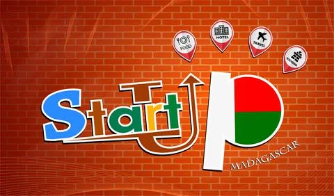 Startup  design made from the flag of Madagascar, conceptual vector Illustrazione stock
