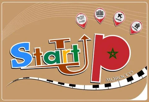 Startup  design made from the flag of Morocco, conceptual vector illustration Stock Illustration