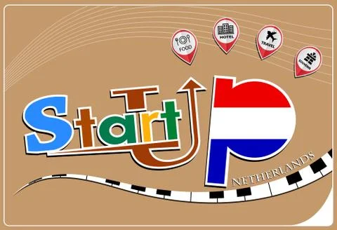 Startup  design made from the flag of Netherlands, conceptual vector illust.. Stock Illustration