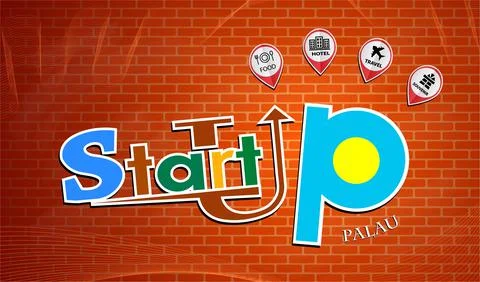 Startup  design made from the flag of  Palau, conceptual vector Stock Illustration