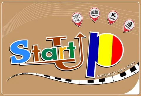 Startup  design made from the flag of Republic of Chad, conceptual vector i.. Illustrazione stock