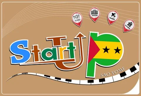 Startup  design made from the flag of Sao Tome, conceptual vector illustratio Stock Illustration