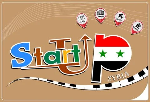 Startup  design made from the flag of Syria, conceptual vector illustration Stock Illustration
