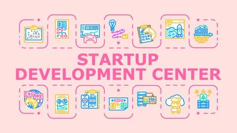 Startup development center banner icon vector illustration Illustrazione stock