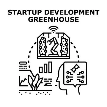 Startup development greenhouse creating innovative agriculture solutions Stock Illustration