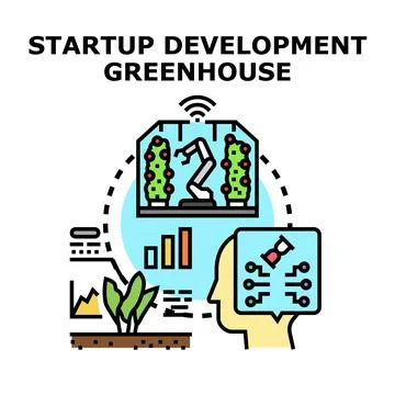 Startup development greenhouse creating innovative agriculture solutions Stock Illustration