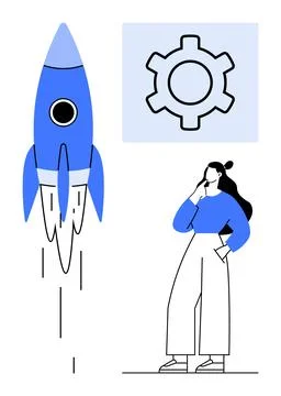 Startup development, innovation, business strategy, engineering, creative thi 스톡 일러스트