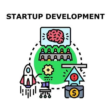 Startup development process achieving business growth goals イラスト素材