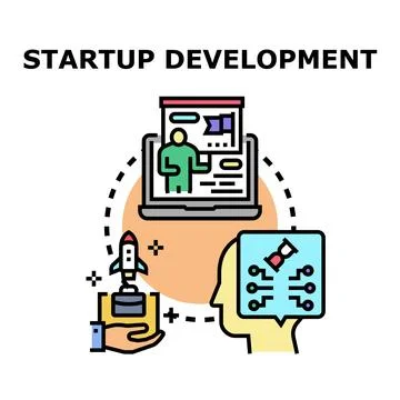 Startup development process involving innovative idea and learning イラスト素材