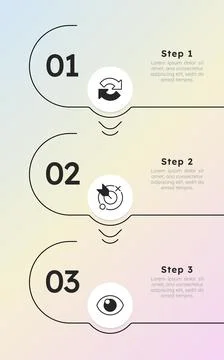 Startup development timeline rounded structure infographic 3 steps Stock Illustration