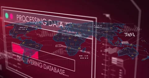 On startup digital interface fading in, updating progress bar, revealing world Stock Footage 317593054