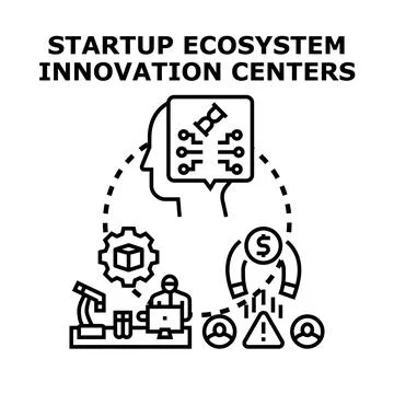 Startup ecosystem innovation centers developing new ideas 스톡 일러스트