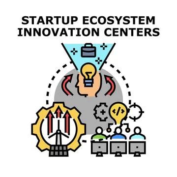 Startup ecosystem innovation development and innovation centers 스톡 일러스트