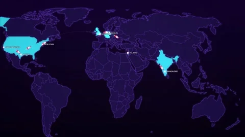 Startup Ecosystem World Tour on Cyber Map Stock Footage 341360805