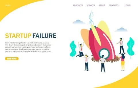 Startup failure vector website landing page design template Stock Illustration