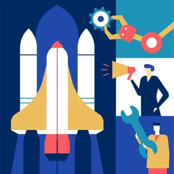 Startup - flat design style conceptual colorful illustration Stock Illustration