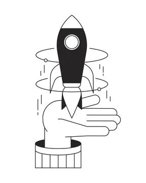 Startup founder bw concept vector spot illustration Stock Illustration