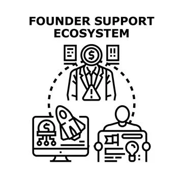 Startup founder support ecosystem management concept icon 스톡 일러스트