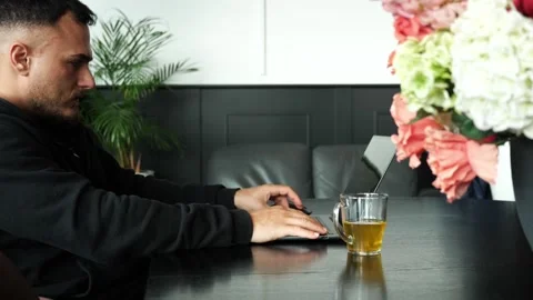 Startup founder working remotely from cozy home office with tea mug Stock Footage 319909624