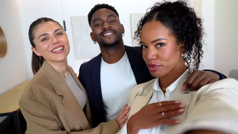 Startup founders team taking a selfie Stock Footage 307914343