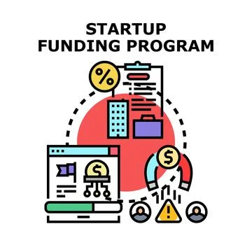 Startup funding program attracting venture capital investment Stock Illustration