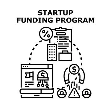Startup funding program attracting venture capital investment Stock Illustration