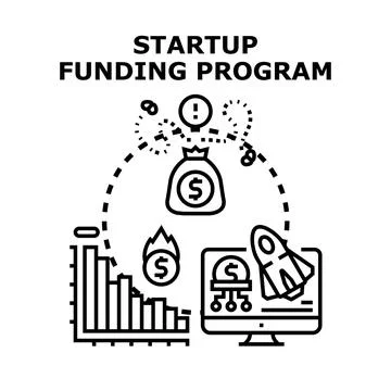 Startup funding program providing business growth and investment Stock Illustration