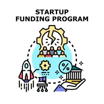 Startup funding program supporting business innovation growth Stock Illustration