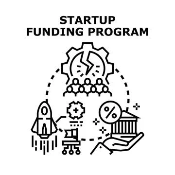 Startup funding program supporting business innovation growth Stock Illustration