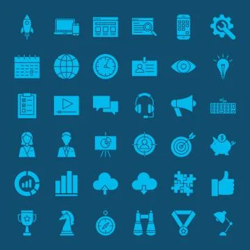 Startup Glyph Web Icons Stock Illustration