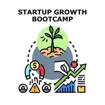 Startup growth bootcamp accelerating business development success Stock Illustration