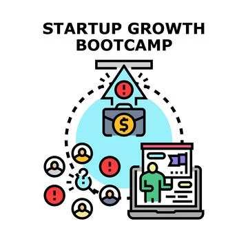 Startup growth bootcamp concept achieving business success 库存插图