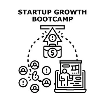 Startup growth bootcamp concept achieving business success Stock Illustration