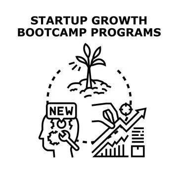 Startup growth bootcamp programs developing business success Stock Illustration