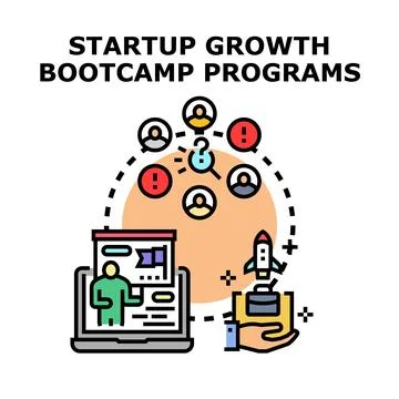 Startup growth bootcamp programs offering business development 스톡 일러스트