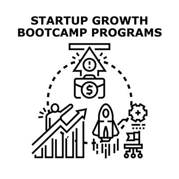 Startup growth bootcamp programs offering business development Illustrazione stock