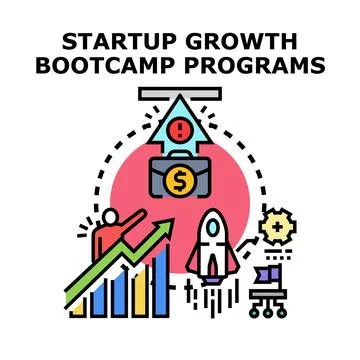 Startup growth bootcamp programs offering business development Stock Illustration