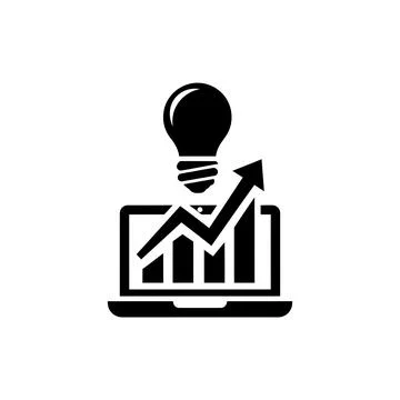 Startup growth graph with lightbulb laptop remote work icon 스톡 일러스트