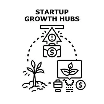 Startup growth hubs concept creating business development Stock Illustration