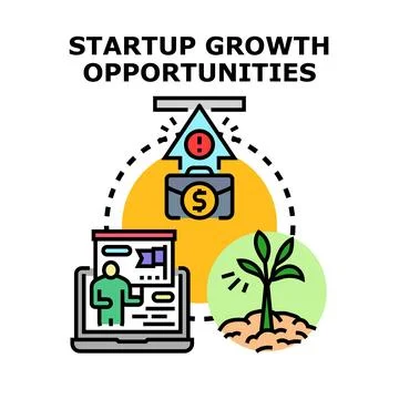 Startup growth opportunities developing new business strategy Stock Illustration