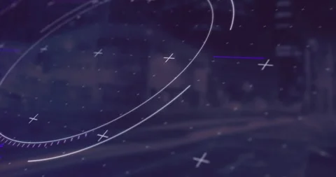 On startup HUD elements rotating while particles drifting and blue streak Stock Footage 309808688