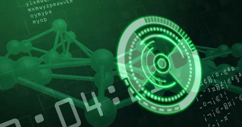 On startup HUD rotating digits incrementing network code scrolling while Stock Footage 310637555