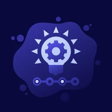 Startup icon with a light bulb, vector design Stock Illustration