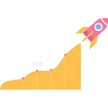 Startup icon rocket with graph and chart vector Stock Illustration