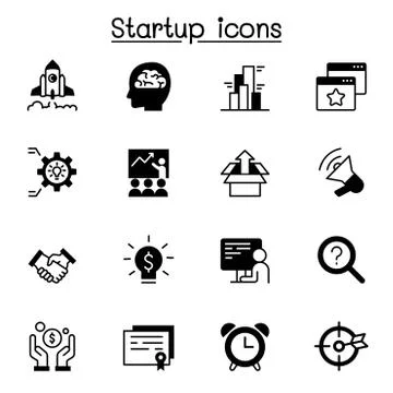 Startup icon set vector illustration graphic design 스톡 일러스트