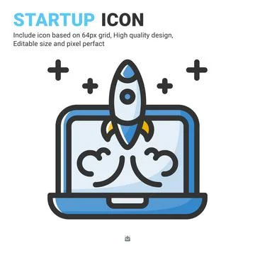 Startup icon vector with outline color style isolated on white background Stock Illustration